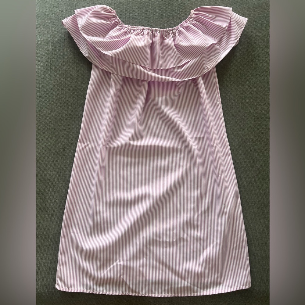 Pink and White Striped Strapless Dress